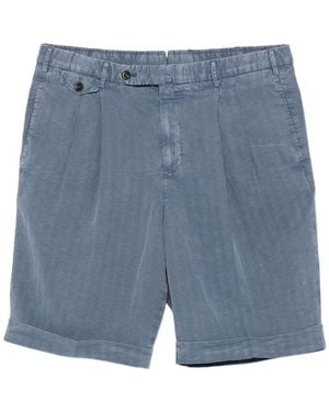Pantaloni Torino Linen Blend Pleated Shorts - Blue