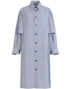 Bottega Veneta Light Cotton Striped Dress - Blue