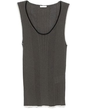 Roberto Collina Contrast-Stitch Ribbed Top - Grey