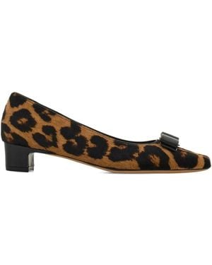 Ferragamo Horsehair Printed Pirri Pony Décolleté - Brown