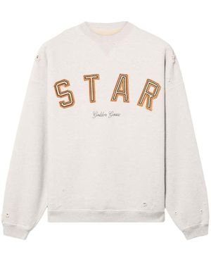 Golden Goose Melange Cotton Star Sweatshirt With Embroidery - White