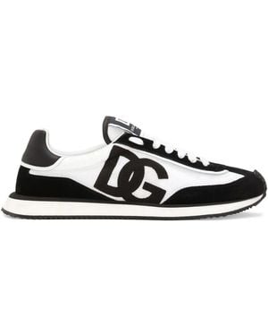 Dolce & Gabbana Suede And Mesh Dg Cushion Trainers - Black
