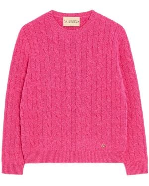 Valentino Garavani Cable Knit Mouliné Wool Jumper - Pink