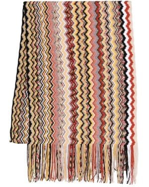 Missoni Zig-zag Wool Fringed Scarf - Multicolour