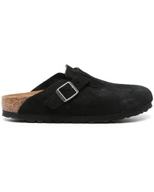 Birkenstock Boston Suede Mule Shoes - Black