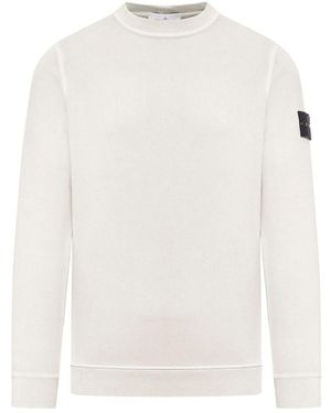 Stone Island Crew Neck Sweatshirt In Cotton Jersey - White
