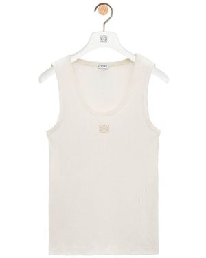 Loewe Anagram Ribbed Silk Tank Top - White