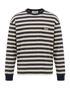 MSGM Long-Sleeved Striped T-Shirt - Grey
