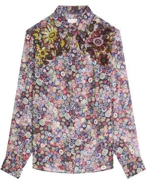 Dries Van Noten Fitted Viscose Embroidered Shirt - Multicolor