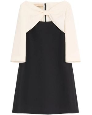 Valentino Garavani Crepe Couture Short Dress With Bow And Contrasting - Black