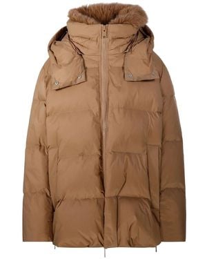 Yves Salomon Down Jacket In Technical Liegeois Fabric Wit - Brown