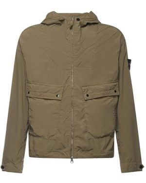 Stone Island Lightweight Canvas Hooded Jacket - Green