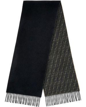 Fendi Ff Wool And Cashmere Scarf Ff Pumpkin - Black