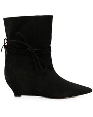 Odissi Gemma Ankle Boots In Suede - Black