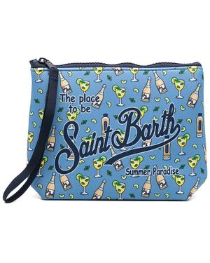 MC2 Saint Barth Aline Logo-Print Clutch Bag - Blue