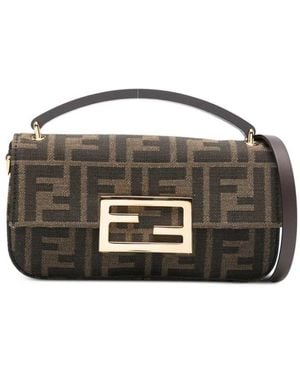 Fendi Ff Jacquard Phone Baguette Bag - Black