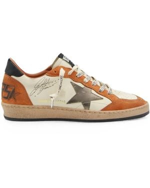 Golden Goose Ball Star Trainers In Leather And Suede - Brown
