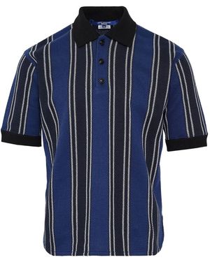JUNYA WATANABE COMME DG Striped Knit Polo Shirt - Blue