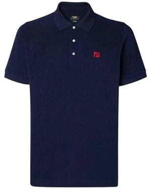 Fendi Cotton Logo Polo - Blue