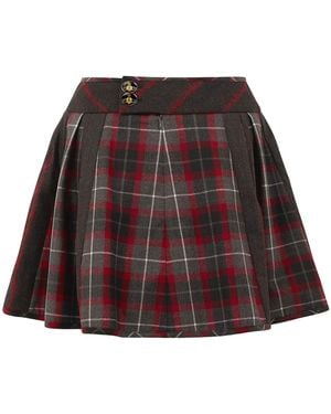 Vivienne Westwood Gonna Mini Bell Motivo Tartan Nightwatch - Brown