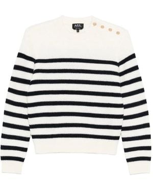 A.P.C. Lea Striped Wool Sweater - White
