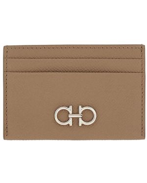 Ferragamo Gancini Grained Leather Card Holder - Brown