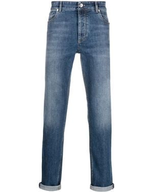Brunello Cucinelli Traditional Fit Five-pocket Comfort Cotton Denim Je - Blue