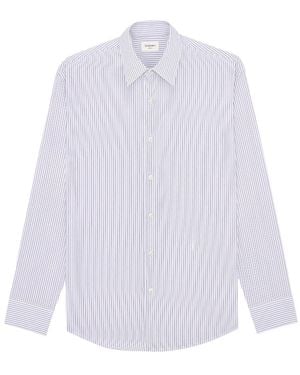 Saint Laurent Striped Cotton Poplin Cassandre Shirt - White