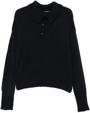 Roberto Collina Maglione Con Colletto Abbottonato - Nero