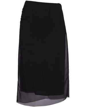 Prada Georgette Midi Skirt - Black