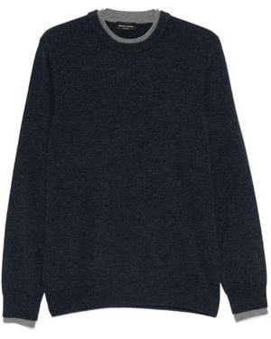 Roberto Collina Wool Crewneck Sweater With Contrasting Trim - Blue