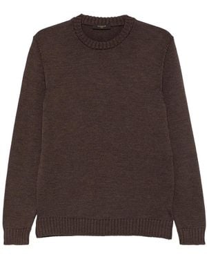 Zanone Crew-Neck Wool Sweater - Brown
