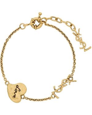 Saint Laurent Cassandre Heart Brass Bracelet - Metallic