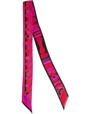 PUCCI Silk Scarf With Mixed Prints - Pink