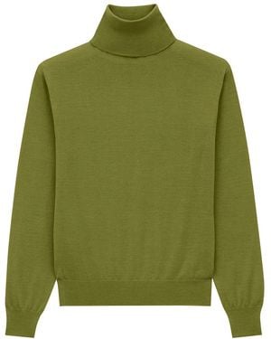 Saint Laurent Turtleneck Pullover In Cashmere, Wool And Silk - Green