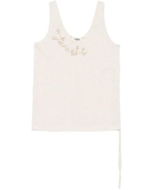 Fendi Embellished Tank Top - White