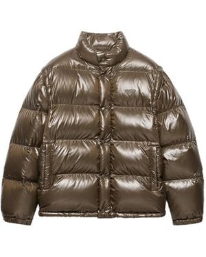 Prada Medium-weight Re-nylon Down Jacket - Brown