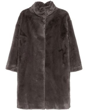 Herno Faux Fur Coat With High Collar - Gray