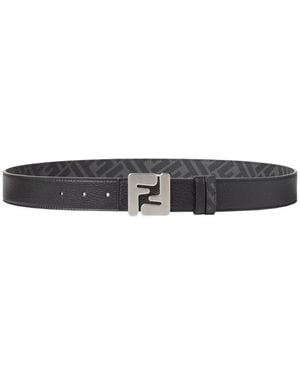 Fendi Square Ff Reversible Belt - White