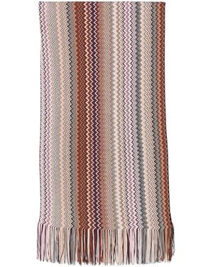 Missoni Zig-zag Knit Scarf With Fringes - Pink