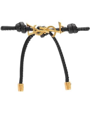 Saint Laurent Cassandre Cord Bracelet Bracelet - Black