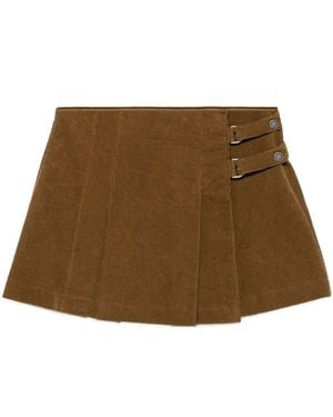 Golden Goose Raelynn Velvet Mini Skirt With Pleats - Natural