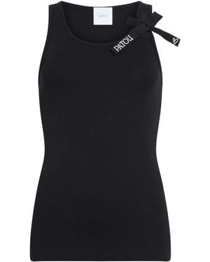 Patou Solid Round Neck Top - Black