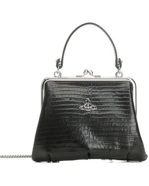 Vivienne Westwood Crocodile-Effect Granny Frame Purse - Black