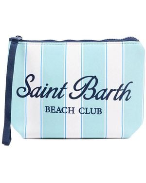 MC2 Saint Barth Aline Scuba Pouch With Mint Stripes And Beach Cl - Blue