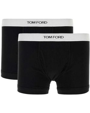 Tom Ford Set Of 2 Cotton Boxers With Logo Elastic - Black