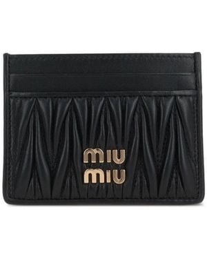 Miu Miu Matelassé Nappa Leather Card Holder Accessories - Black