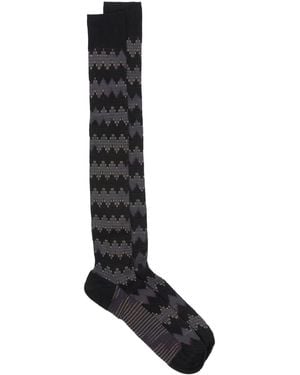 Missoni High Socks In Cotton Blend With Zig-zag Pattern - Black