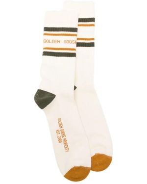 Golden Goose Striped Cotton Socks - White