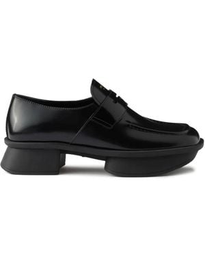 Prada Equal Brushed Leather Loafers - Black